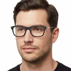 Rimowa Mens Square/Rectangle Black Silver Transparent Fashion Designer Eyewear